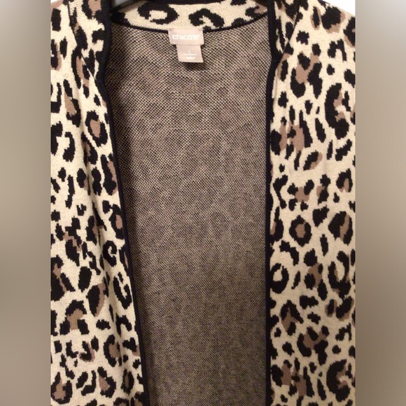 Chico’s Leopard Print Open Front Sweater Cardigan - Picture 2 of 7